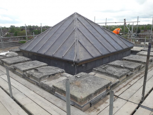 newly supported and lead covered Church tower roof