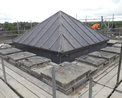 newly supported and lead covered Church tower roof